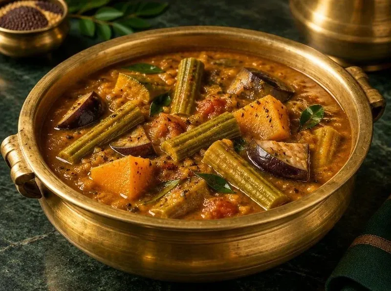 Sambar Vegetable Curry made with Appayee Sambar Podi
